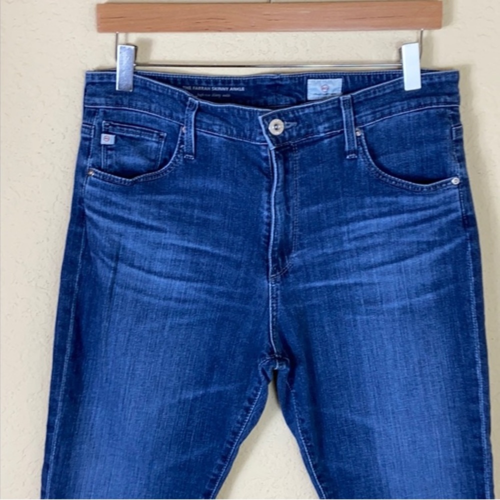 AG The Farrah High Rise Skinny raw hem ankle jeans